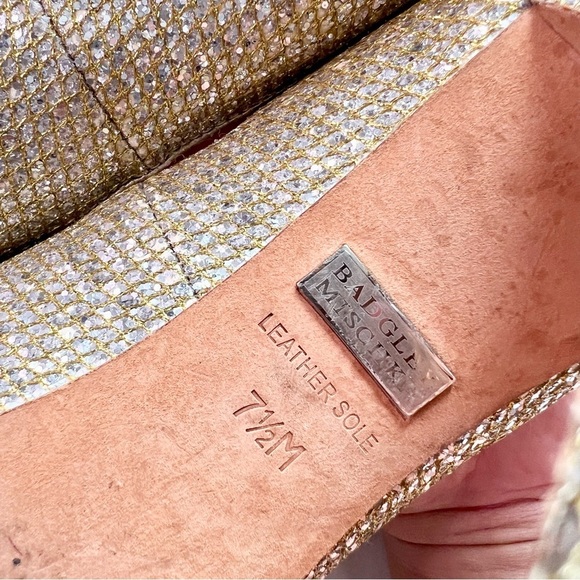 Badgley Mischka Humbie II Gold Glitter Sparkle Peep toe Platform size 7.5 - Picture 10 of 11